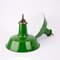 Lámpara colgante de fábrica industrial esmaltada en verde de Revo Tipton, años 40, Imagen 4