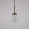 Lámpara colgante Art Déco de vidrio opalino con galerías de latón, años 40, Imagen 1