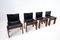 Black Leather Chairs Model Monk attributed to Afra & Tobia Scarpa for Molteni, 1970s, Set of 4, Image 12