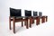 Black Leather Chairs Model Monk attributed to Afra & Tobia Scarpa for Molteni, 1970s, Set of 4 3