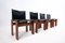 Black Leather Chairs Model Monk attributed to Afra & Tobia Scarpa for Molteni, 1970s, Set of 4, Image 3