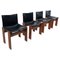 Black Leather Chairs Model Monk attributed to Afra & Tobia Scarpa for Molteni, 1970s, Set of 4 1