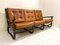 Mid-Century Modern Rattan and Cognac Leather Sofa, Italy, 1970s 3