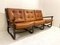 Mid-Century Modern Rattan and Cognac Leather Sofa, Italy, 1970s, Image 3