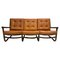 Mid-Century Modern Rattan and Cognac Leather Sofa, Italy, 1970s 1