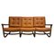 Mid-Century Modern Rattan and Cognac Leather Sofa, Italy, 1970s, Image 1