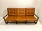 Divano Mid-Century moderno in vimini e pelle color cognac, Italia, anni '70, Immagine 4