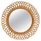 Mid-Century Rattan and Bamboo Round Wall Mirror, Italy, 1960s 1