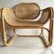 Large Cane and Rattan Armchair with Curved Seat and Back Rest 11