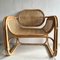 Large Cane and Rattan Armchair with Curved Seat and Back Rest 2