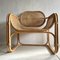 Large Cane and Rattan Armchair with Curved Seat and Back Rest 12