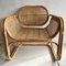 Large Cane and Rattan Armchair with Curved Seat and Back Rest 3