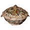 Antique French Faience Lidded Bowl Tureen Hand Painted with Flowers and Insects 1