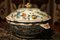 Antique French Faience Lidded Bowl Tureen Hand Painted with Flowers and Insects 4