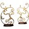 Large 19th Century Italian Gilt Handwrought Iron Scale One Light Table Lamps, Set of 2 1