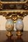 Uova decorative in terracotta dipinte a mano su supporti in legno dorato, Italia, set di 2, Immagine 4