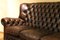 Vintage Brown Leather High Back 3-Seat Button Tufted Sofa from Chesterfield, Image 14