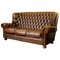 Vintage Brown Leather High Back 3-Seat Button Tufted Sofa from Chesterfield, Image 1