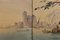 Biombo francés de principios del siglo XX al témpera sobre lienzo con vistas al mar, Imagen 11