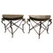 Italian Half Moon Wrought Iron Console Tables with Griffin and Marble Top, 1890s, Set of 2 1