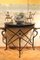 Italian Half Moon Wrought Iron Console Tables with Griffin and Marble Top, 1890s, Set of 2 3