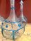 Botella italiana de cristal de Murano transparente y vidrio soplado con borde azul, Imagen 10