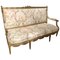 Französisches handgeschnitztes 3-Sitzer Sofa aus vergoldetem Holz im Louis XVI Stil mit Chinoiserie Stoff 1