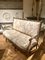 Französisches handgeschnitztes 3-Sitzer Sofa aus vergoldetem Holz im Louis XVI Stil mit Chinoiserie Stoff 14