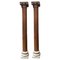 19th Century Italian Architectural Corinthian Wood Columns on Sandstone Plinths, Set of 2 1