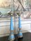 19th Century French Tall Blue Painted Tole and Parcel Gilt Pricket Candlesticks, Set of 2 8