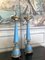 19th Century French Tall Blue Painted Tole and Parcel Gilt Pricket Candlesticks, Set of 2 4