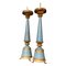 Grands Bougeoirs Pricket en Tôle Peinte en Bleu, France, 19ème Siècle, Set de 2 1