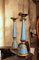 19th Century French Tall Blue Painted Tole and Parcel Gilt Pricket Candlesticks, Set of 2, Image 5