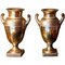 French Empire Period Matte and Burnished Gilt Porcelain Vases, Set of 2 1