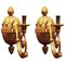 Italian Baroque Hand-Carved Giltwood Sconces with Gilt Bronze Arm, Set of 2, Image 1