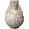 White Murano Vase with Gold Flecks, Blue Flowers and Transparent Handles, 1950s, Image 1