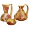 Italian Art Deco Ceramic Jug, Pitcher and Tray Set with Floral Patterns from Lenci, 1930s, Set of 3 1