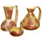 Juego de jarra, jarra y bandeja italiana Art Déco de cerámica con motivos florales de Lenci, años 30. Juego de 3, Imagen 1