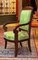 18th Century French Mahogany and Green Silk Upholster High Back Armchairs, Set of 2 3