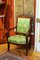 18th Century French Mahogany and Green Silk Upholster High Back Armchairs, Set of 2, Image 6
