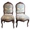19th Century French Louis XV Style Side Chairs with Fortuny Fabric Upholstery, Set of 2 1