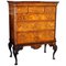 English George II Style Burl Walnut and Marquetry Chest on Stand or Highboy, 1890s 1