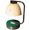 Italian Green Iron and Chrome Round Base Swivel Arm One Light Table Lamp, 1960s 1