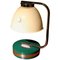 Italian Green Iron and Chrome Round Base Swivel Arm One Light Table Lamp, 1960s, Image 1