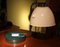 Lámpara de mesa italiana con base redonda de hierro verde y cromo con una luz, años 60, Imagen 15