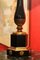 20. Jh. Französische Tischlampen aus schwarzer Emaille und Vergoldeter Bronze mit Seidenschirm, 2er Set 14