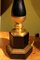 Lampade da tavolo Tole smaltate nere e bronzo dorato con paralume in seta, Francia, XX secolo, set di 2, Immagine 6
