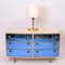 Curved Dresser with Blonde Wood and Blue Crystal Glass by Gio Ponti, 1990 12