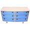 Curved Dresser with Blonde Wood and Blue Crystal Glass by Gio Ponti, 1990, Image 1