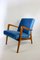 Vintage Polish Easy Chair in Ocean Blue, 1970s 10